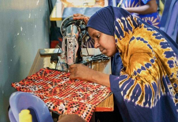Woman sewing