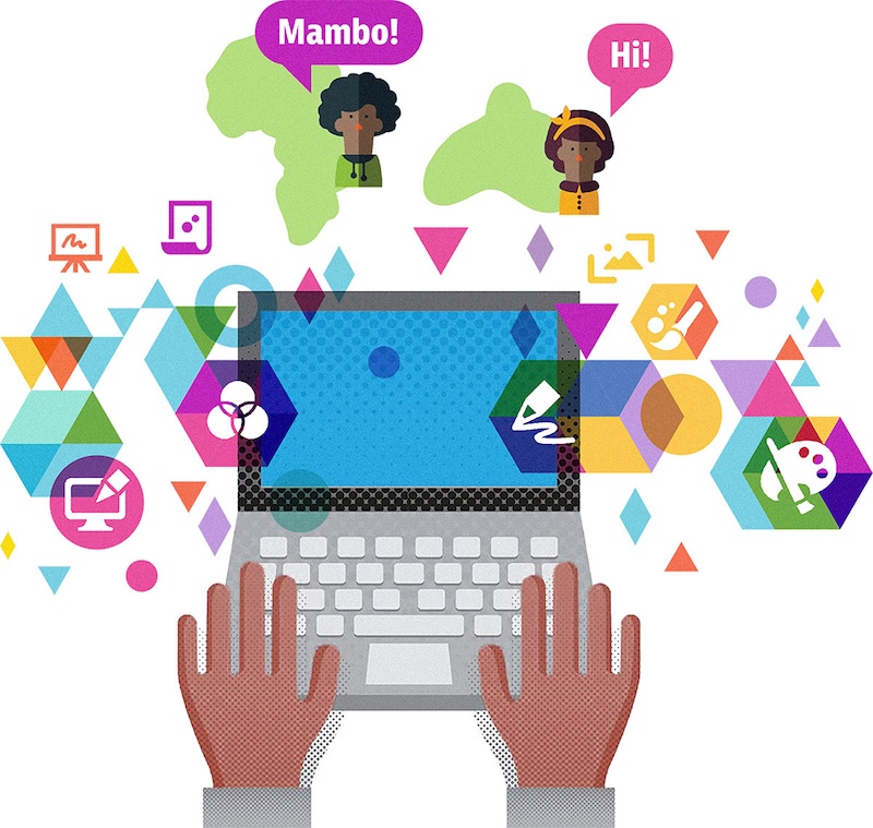 Hands typing on laptop.