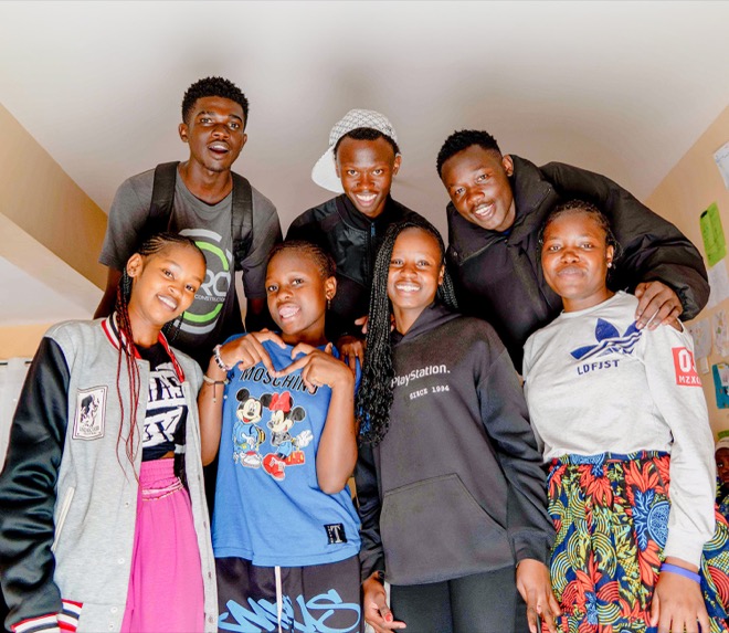 Students smiling at camera