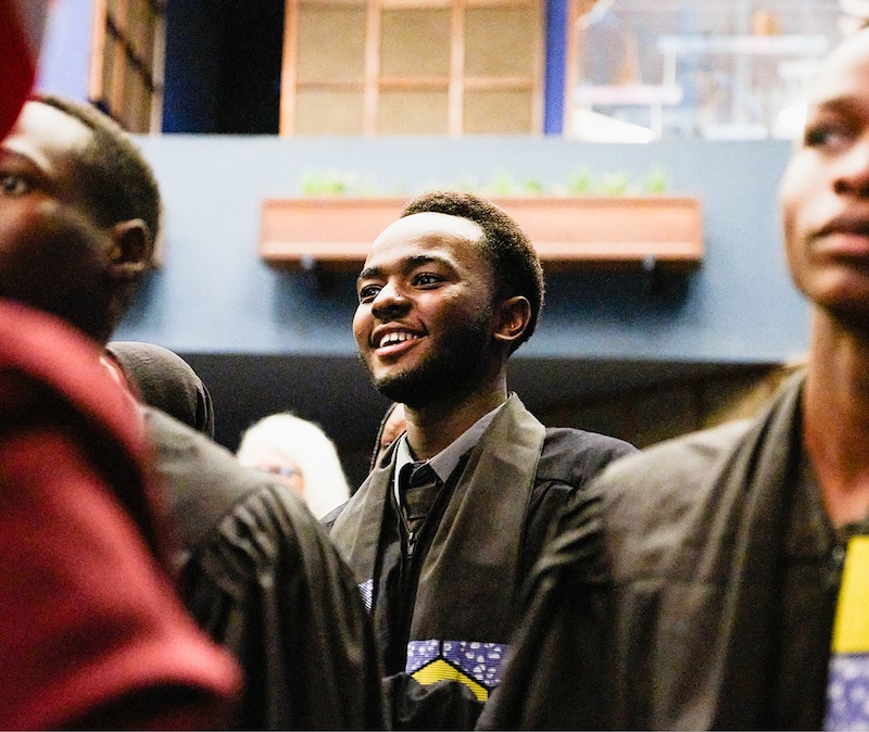 Proud student on graduation.